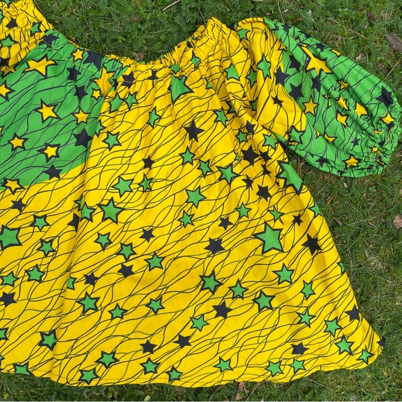 Vintage handmade star print maximalist puff sleeve trapeze tunic top - Picture 1 of 5